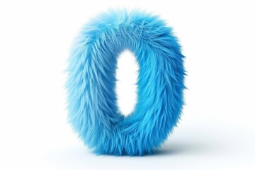 A blue fuzzy object that resembles the letter O
