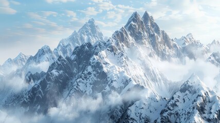 Obraz premium Enigmatic Alpine Glory. Peaks in Winter’s Embrace.