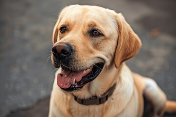 Happy Golden Retriever Dog Close-Up. Generative AI.
