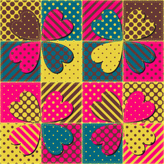 patchwork background with different patterns print for textile, paper, objects, seamless artistic decor handmade illustration vector 	