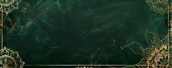 Elegant dark green playing card back design with intricate gold patterns