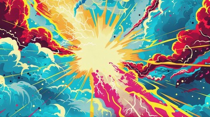 Fototapeta premium Whimsical pop art design featuring a thunder illustration, adding a playful and lively touch to your artwork