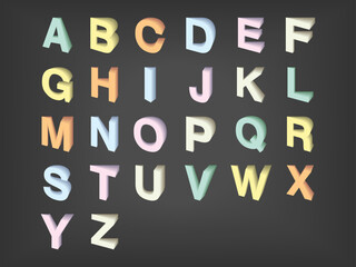 Alphabet flip on blackboard illustration. Pastel tone