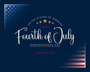 Holiday design, background with  handwriting texts and national flag colors for Fourth of July, American Independence day, celebration; Vector illustration.