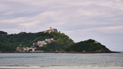 Mount Igueldo seen from La Concha beach in San Sebastian
