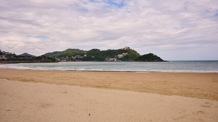 Mount Igueldo seen from La Concha beach in San Sebastian
