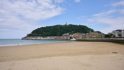View of the San Sebastian town hall from La Concha beach