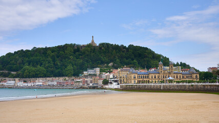 View of the San Sebastian town hall from La Concha beach