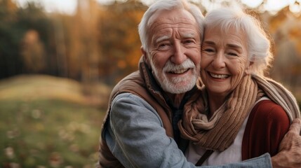 Happy active senior couple outdoors
