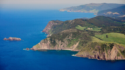 Aerial photography of the Gorliz cliffs on the coast of Bizkaia