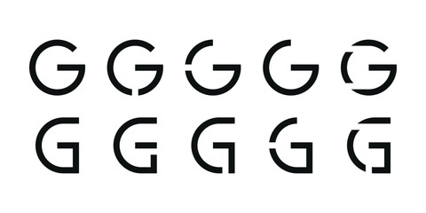 Logo collection, abstract letter G logo design. Icons for business of minimalist, elegant, simple. Premium Vector