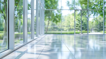 Fototapeta premium Light Modern Office Interior with Panoramic Windows