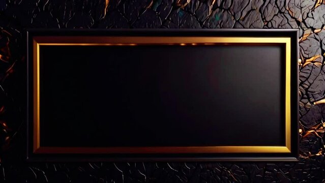 Luxury gold title border background. Black abstract text banner. Blank vip backdrop with golden frame. Copy space for casino royal or grand hotel logo