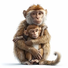 Obraz premium Monkey. 3D rendering cute animal isolated over white background.