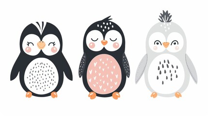 Obraz premium Penguin. Flat vector illustration of cute animal. Baby nursery art.