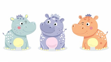Naklejka premium Hippo. Flat vector illustration of cute animal. Baby nursery art.