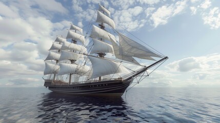 Sailing ship in sea water.