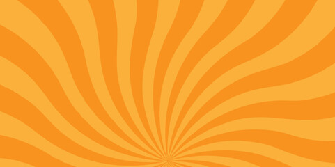 Vector Abstract orange sun rays and sunburst backdrop background. seamless retro vintage burst sunrise sunbeam element spiral striped illustration sunray template wallpaper design.	
