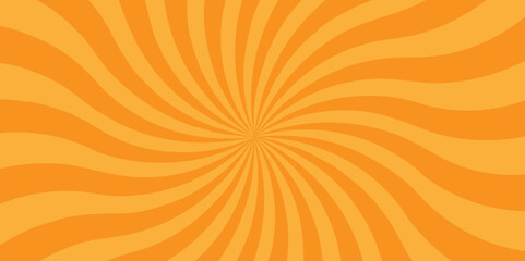 Vector Abstract orange sun rays and sunburst backdrop background. seamless retro vintage burst sunrise sunbeam element spiral striped illustration sunray template wallpaper design.	
