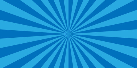 Abstract retro spiral blue sunburst bright light backdrop glow striped background.