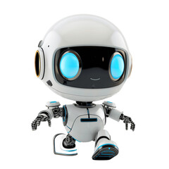 3d Robot chatbot on white transparent background AI support in technology and business concept