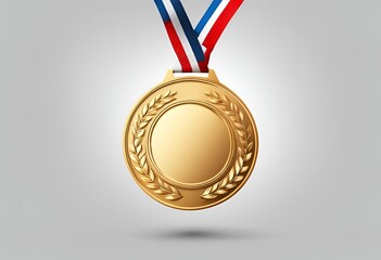 Gold medal isolated on a transparent white background, perfect for design overlays and presentations, showcasing achievement, success, and excellence in a prestigious format.