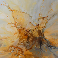 splash on yellow, Splash of cooking oil iGenerative AIsolated on a white background 
