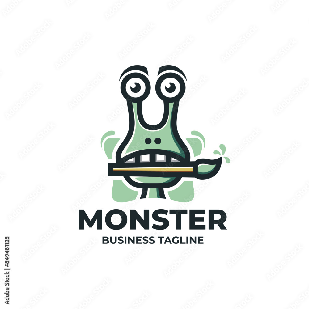 Sticker creative monster art painting logo vector