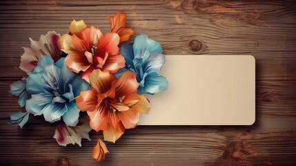 Fototapeta premium bouquet of flowers on a wooden background