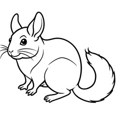 Fototapeta premium solid-black-outline-chinchilla-animal-vector 