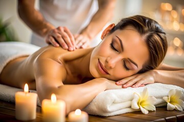 Obraz na płótnie Canvas Seductive woman enjoys sensual massage