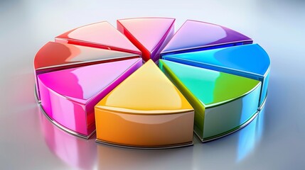 Obraz premium Minimalist 3D pie chart, glossy finish with vivid colors, emphasizing data visualization and statistical analysis