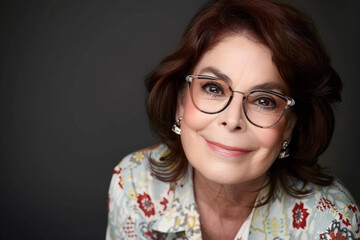 Fototapeta premium Close-up portrait of elderly Latin woman, studio photo