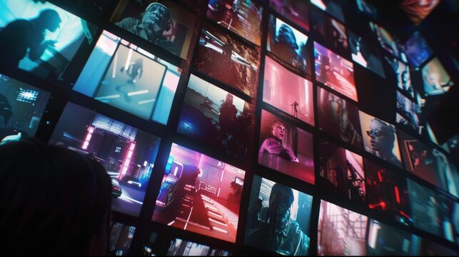 Collage of multiscreen video call scenes