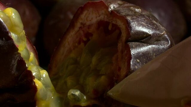Curuba Opening With a Knife CloseUp Slow motion 