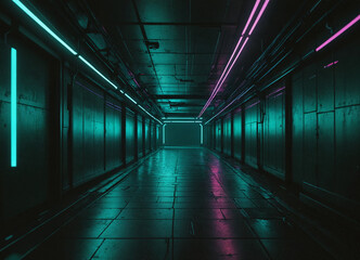 Obraz premium Modern Design Concepts. The Allure of Empty, Illuminated Tunnels. Generative AI