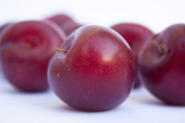 Red Cherry Like Fresh Juicy Healthy Plum Fruit High Resolution Pictures in bowl and closeup
