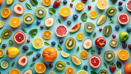 Colorful and whimsical fruit pattern , cute, fruit, pattern,colorful, adorable, fresh, vibrant,...