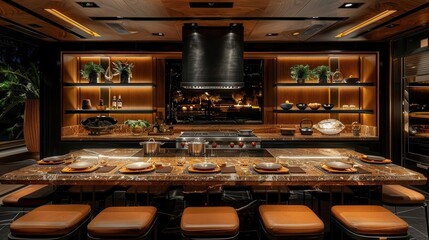 A private chef preparing a tailored dining experience in a luxurious home kitchen