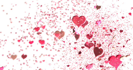 Ilustration of red realistics hearts whit 3D effect. rain of hearts