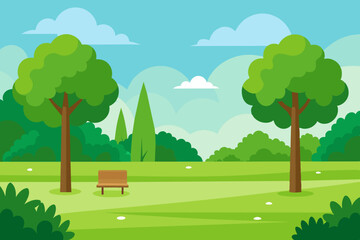 Obraz premium green lawn in the park in summer vector illustration 