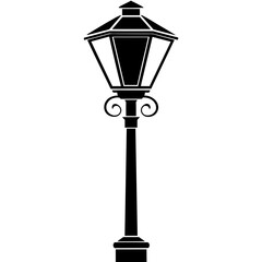 Street light vector silhouette on white background