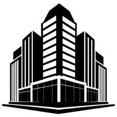 Obraz premium Business vector office glass facade vector silhouette