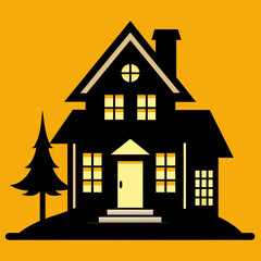 house vector silhouette illustration on white background