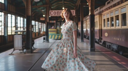 Fototapeta premium fashion photography, fine art, woman in vintage dress