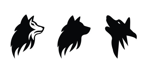 Fototapeta premium Wolf black silhouette vector illustration
