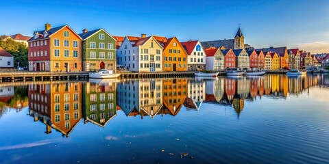 Reflection of colorful buildings on calm harbor water, harbor, water, reflection, colorful, buildings, calm, tranquil