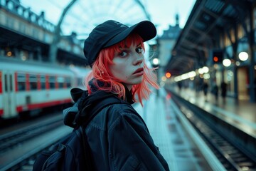 Fototapeta premium ultra realistic, fashion photography, fine art, alysha nett in jumpsuite