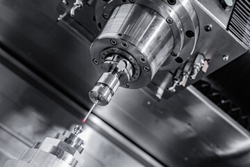 Coordinate measuring machine probe CMM with sensor control quality of metal parts by CNC