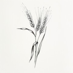 Fototapeta premium Line art drawing of wheat ear